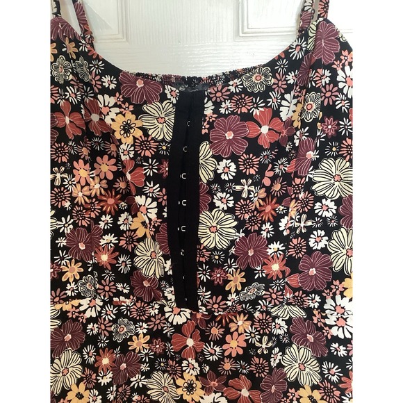 New floral babydoll sundress Woman's XL Mini Black Y2K Peasant Boho - Picture 2 of 9